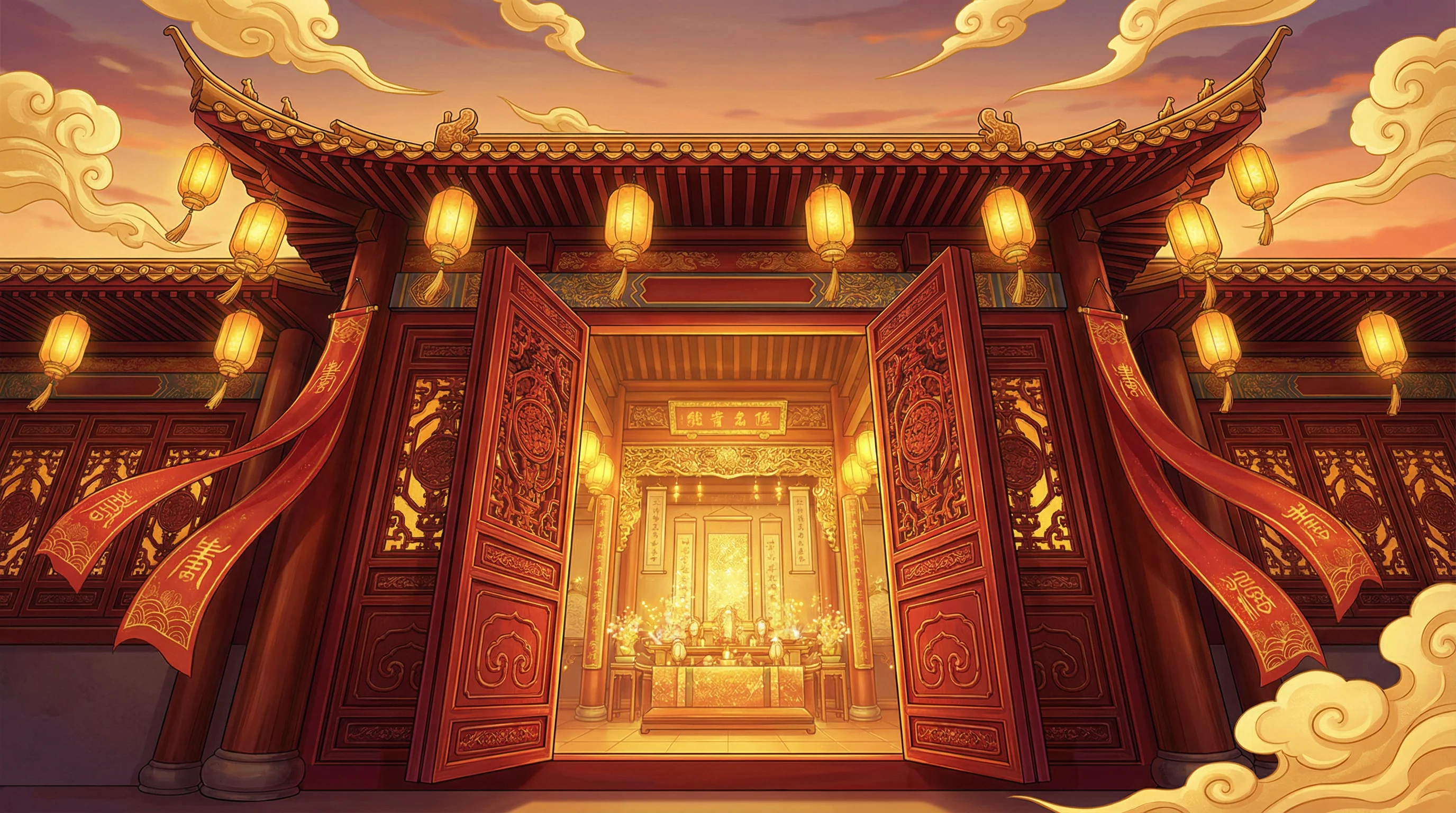 朱红大门东方福运祈愿堂主视觉 - 排列五